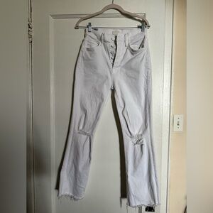 MOTHER White Flare Jeans with Distressed Knees